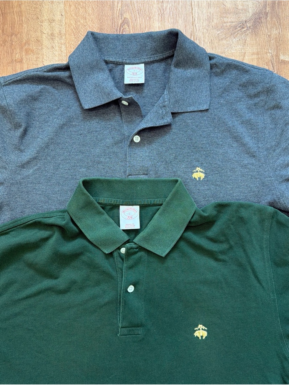 Lot 2 Brooks Brothers Polo Shirt Mens L Original Fit Gray Green Preppy Casual